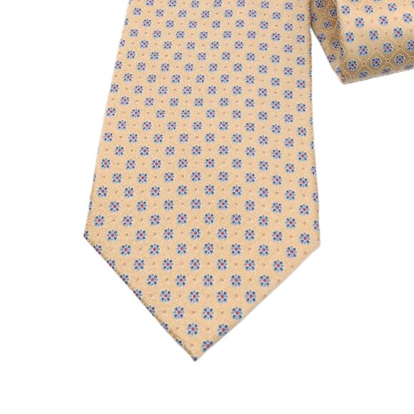 Burma Bibas Silk Tie Men’s 59” Yellow Blue Geometric Floral Preppy Classic New - Picture 1 of 3